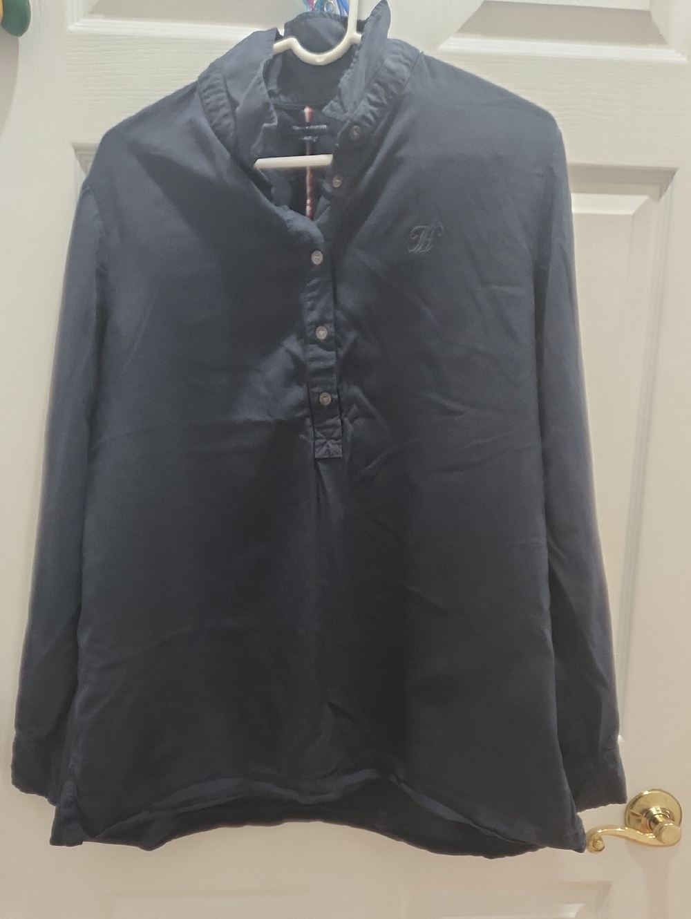 Tommy Hilfiger Navy Shirt Casual Large Long Sleeves